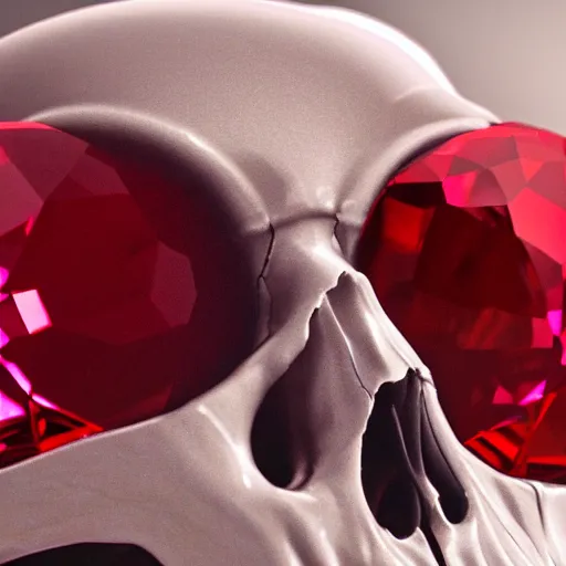 Prompt: An 8k cinematic film still of a skull made of ruby crystal.