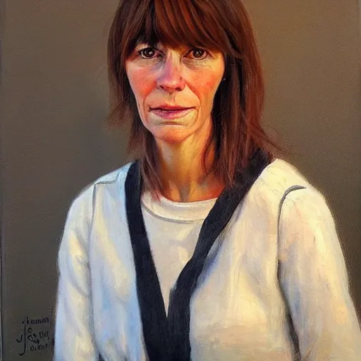 Image similar to a french and swedish woman with brown bangs, photorealistic, character portrait by jane freilicher, pinterest contest winner, regionalism, contest winner, academic art