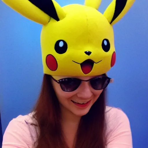 Image similar to Pikachu with a funny hat