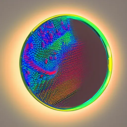 Image similar to A mirror, , by Matthias Grünewald, Okuda San Miguel, Over Dimension, Extreme closeup, Neon, Crackletube, Grain, Cycles, 70mm, New Realism, Cycles, Houdini