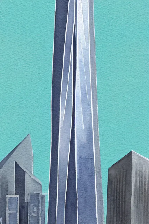 Image similar to minimalist watercolor art of one world trade center, illustration, vector art