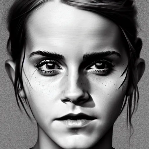 Image similar to Very funny Emma Watson looking like an old monkey, colorful painting on grey scale face, powerful , magic, thunders, dramatic lighting, intricate, wild, highly detailed, digital painting, artstation, concept art, smooth, sharp focus, illustration, art by artgerm and greg rutkowski and alphonse mucha, footage