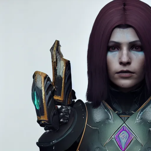 Image similar to portrait of a destiny 2 sad female warlock, 8 k, octane render, ultra detailed, realistic