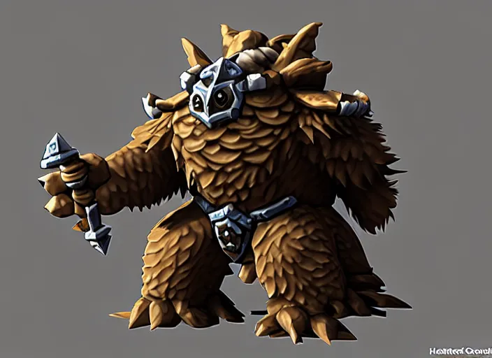 Prompt: armored owlbear, stylized stl fantasy miniature, 3 d render, activision blizzard style, hearthstone style