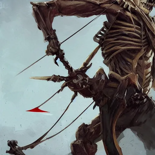 Image similar to skeleton archer uses sharp bones as arrows, by greg rutkowski, magic the gathering