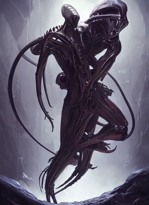 Prompt: alien vs predator physically accurate, moody dynamic lighting, very very intricate, very very elegant, highly detailed, digital painting, artstation, HR GIGER, Hieronymus Bosch, Francis Bacon, concept art, smooth, very beautiful, sharp focus, illustration, art by artgerm and greg rutkowski and alphonse mucha