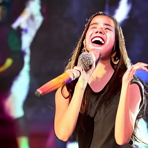 Prompt: olivia rodrigo performing at rock in rio