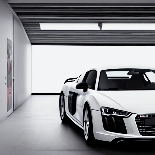 Image similar to photo of a audi r8, hyperrealistic render, advertising photography, studio lighting, 8k,