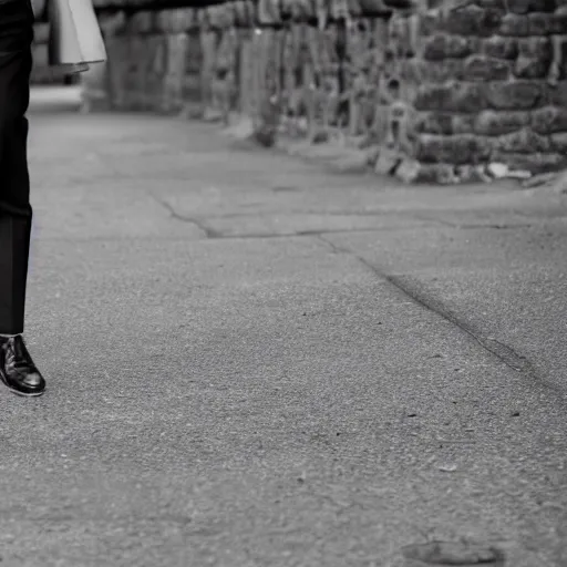 Prompt: a handsome young man auditing for the ministry of silly walks.