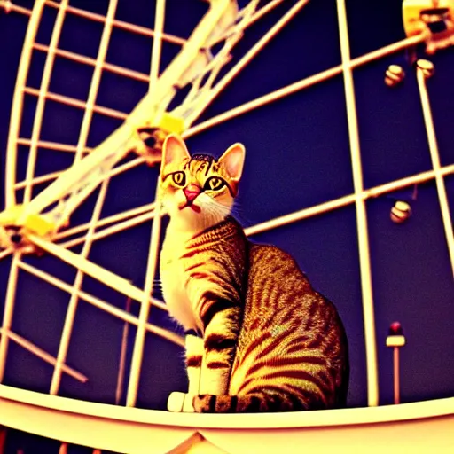 Image similar to !!! cat!!!, ( ferris wheel ), feline, sitting, riding, award winning photo