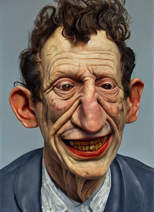 Image similar to Real life Trollface, painted by Lucian Freud, highly detailed, 8k