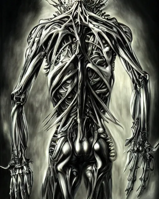 Prompt: light yagami by yoshitaka amano, by hr giger, biomechanical, 4 k, hyper detailed, hyperrealism, anime