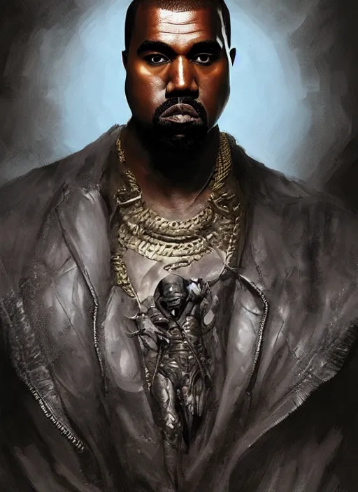 Image similar to Portrait of Kanye West, marvel comics, dark, intricate, highly detailed, smooth, artstation, digital illustration by Ruan Jia and Mandy Jurgens and Artgerm and Wayne Barlowe and Greg Rutkowski and Frank Frazetta