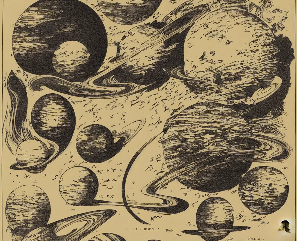 Image similar to sun and planets lithograph by adolphe millot