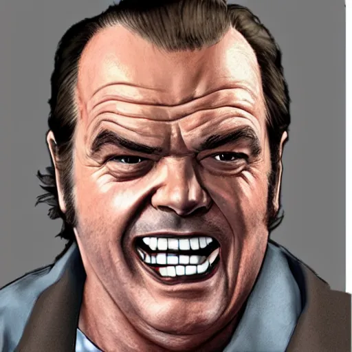 Image similar to jack nicholson in the style of gta 5
