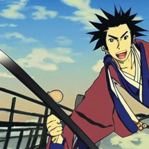 Image similar to samurai champloo on airplane