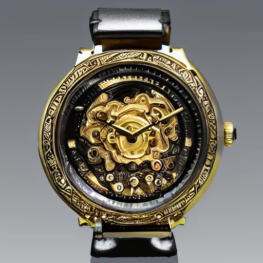 Image similar to ornate watch that has figures of anthropomorphic animals in the mechanism