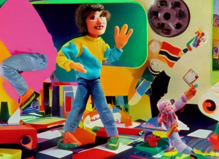 Image similar to a still from a 1 9 8 0 s stop - motion children ’ s tv programme, vhs distortion