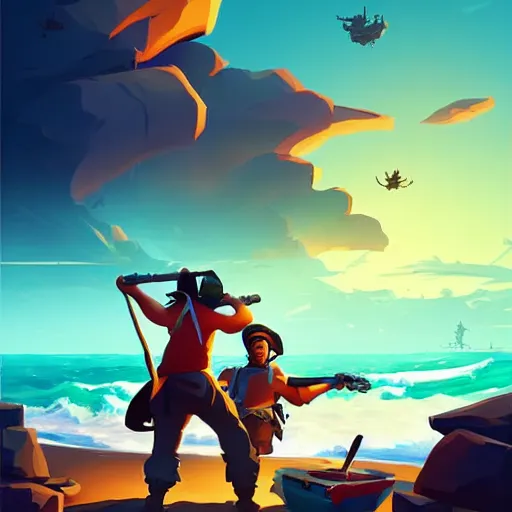 Image similar to painting treasure on sea of thieves game smooth median photoshop filter cutout vector, behance hd by jesper ejsing, by rhads, makoto shinkai and lois van baarle, ilya kuvshinov, rossdraws global illumination