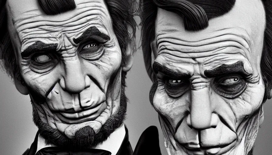 Prompt: Abraham Lincoln is the Joker, hyperdetailed, artstation, cgsociety, 8k