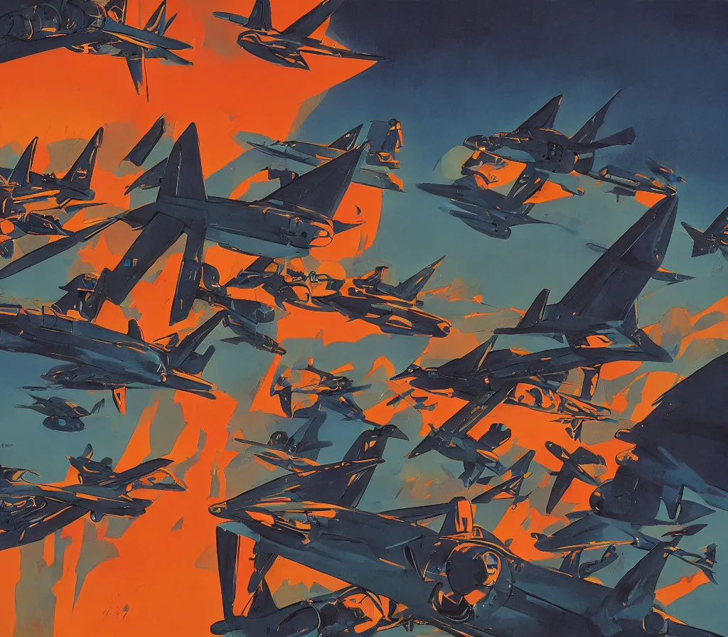 Image similar to angels in combat over seattle, modernism, gouache, animated film, stylised, illustration, by eyvind earle, scott wills, genndy tartakovski, syd mead