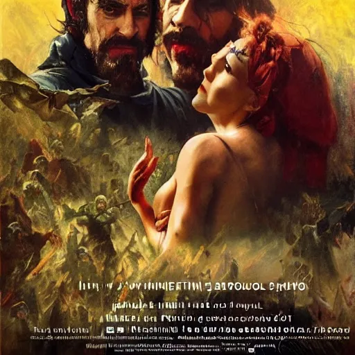 Image similar to Movie poster of Lino Banfi, Highly Detailed, Dramatic, Heroes, A master piece of storytelling, wide angle, cinematic shot, highly detailed, cinematic lighting, by frank frazetta + ilya repin , 8k, hd, high resolution print