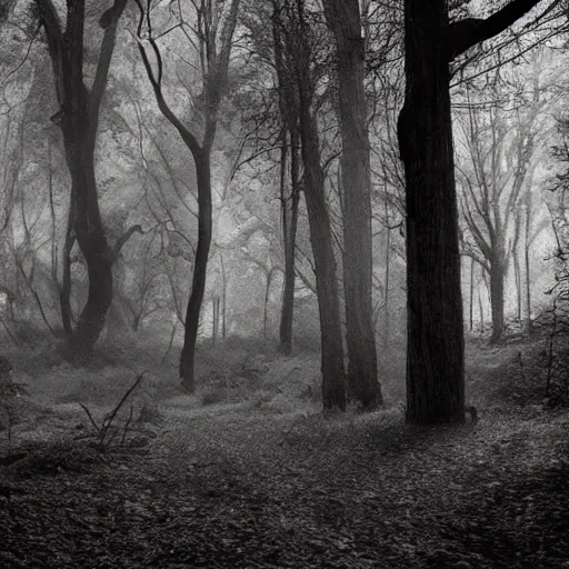 Image similar to book in spooky woods, horror, scary, dramatic lighting, shadows, monster, slasher movie