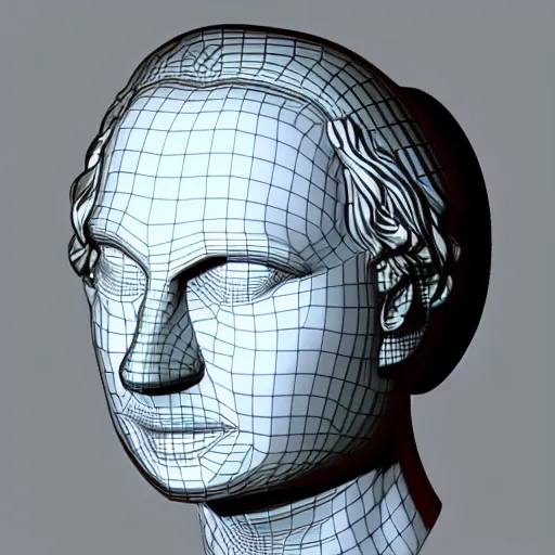 Image similar to 3 d renaissance statue head with a neon ring around it, neon art highly detailed