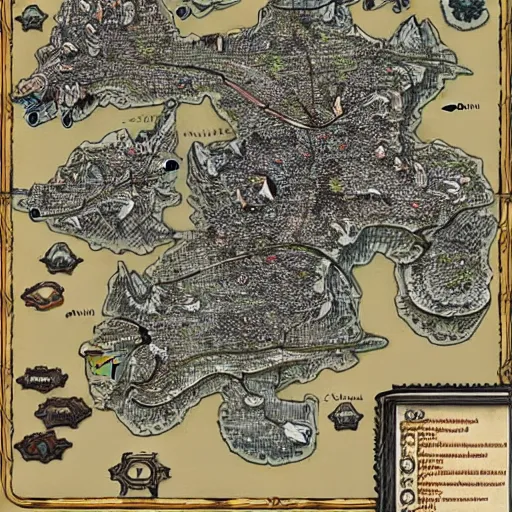 Prompt: extremely detailed d&d map, by michael kincade