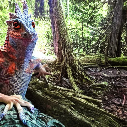 Image similar to photograph of a wizard lizard man at oregon hotsprings