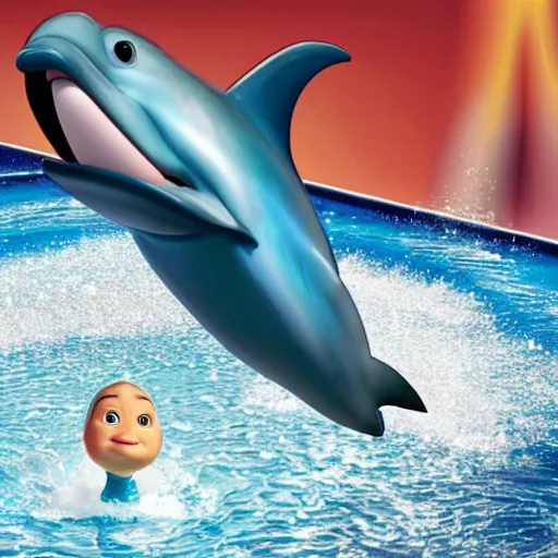 Image similar to dolphin headshot pixar