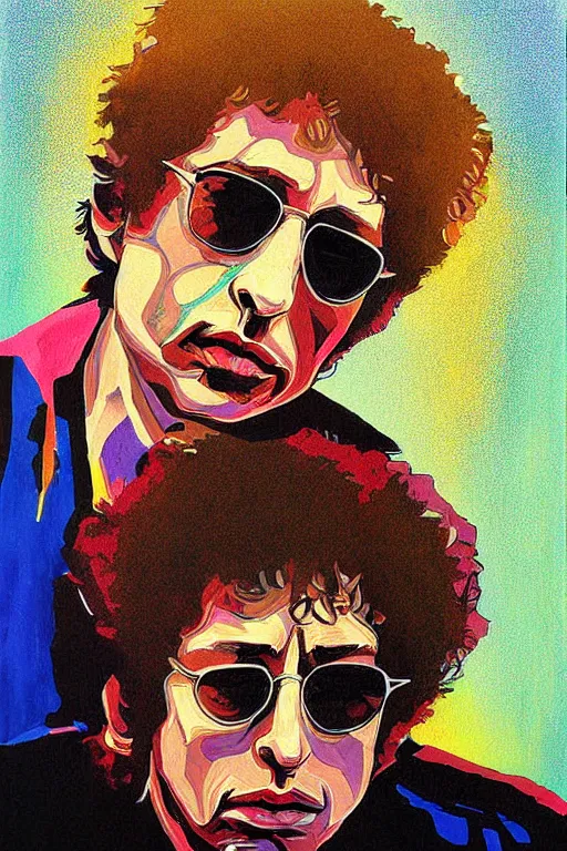 Image similar to Poster artwork, painting of Duane Flowers by Bob Dylan