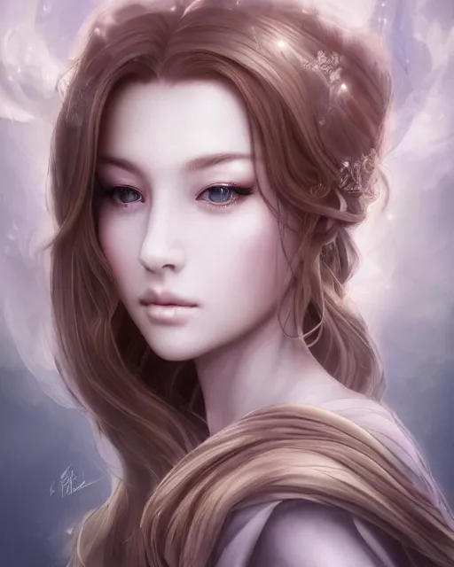 Image similar to side portrait of a beautiful female cleric, ethereal, dreamy, backlit, highly detailed, sad, mystical, intricate, realistic lighting, realistic face, sharp focus, windswept, rule of thirds, symmetrical facial features, by artgerm, wlop, rossdraws, frank frazetta, andrei riabovitchev, trending on artstation, hd, 4 k, fantasy