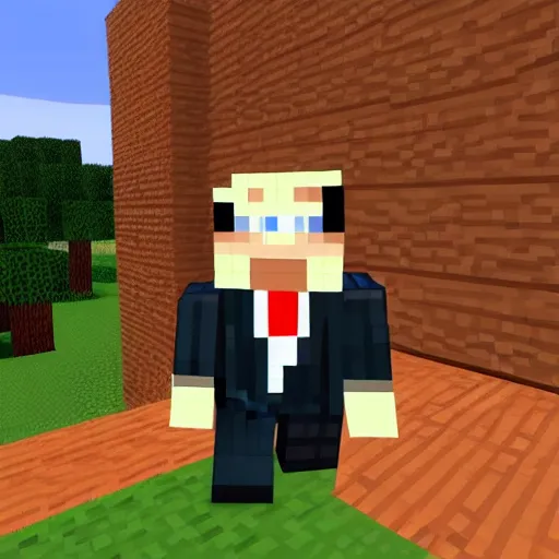 Image similar to screenshot of pixelated trump in minecraft