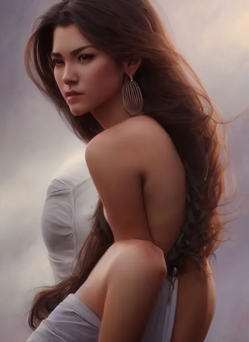 Image similar to full length photo of a gorgeous young woman in the style of stefan kostic, realistic, sharp focus, 8k high definition, insanely detailed, intricate, elegant, art by stanley lau and artgerm