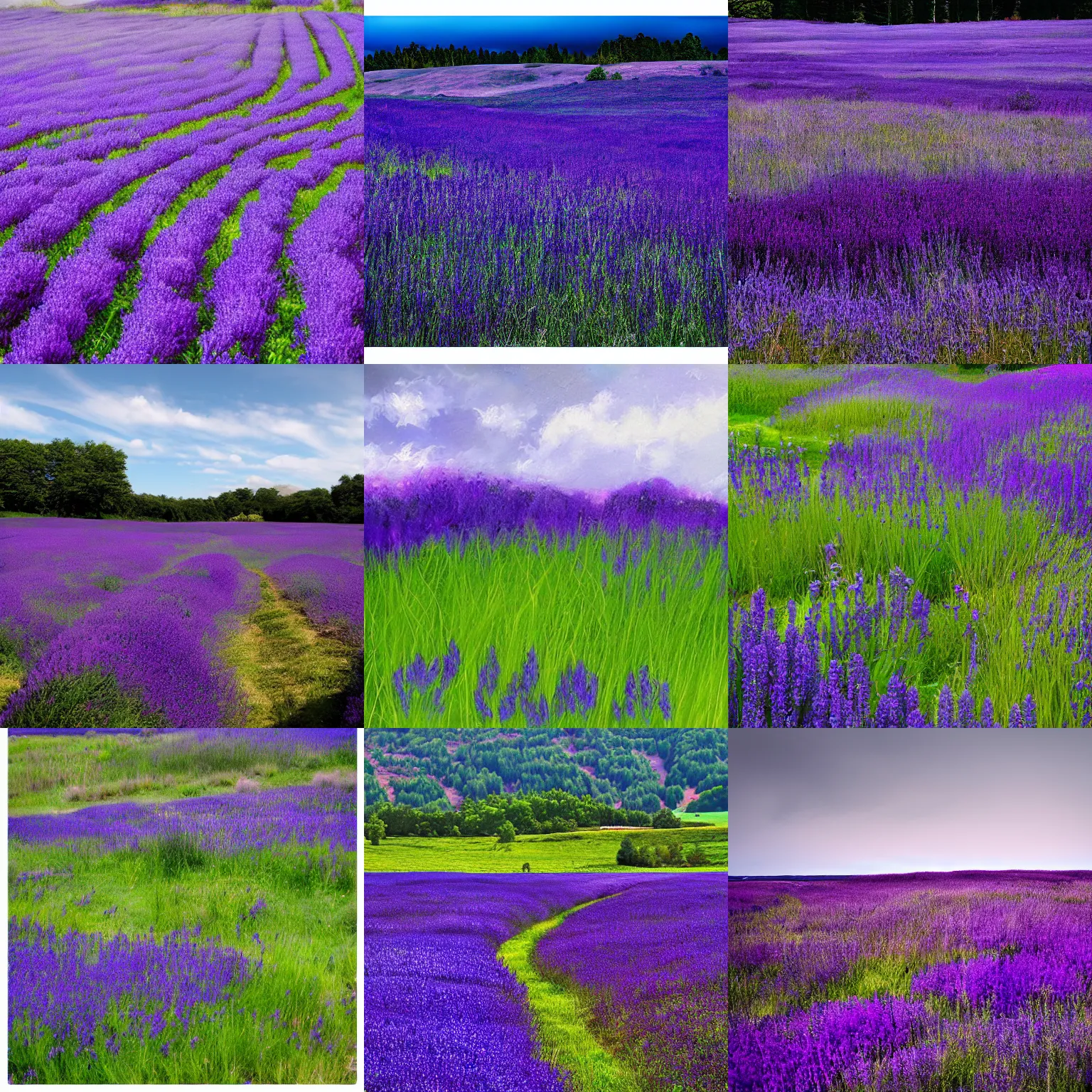 Prompt: blue and purple meadows