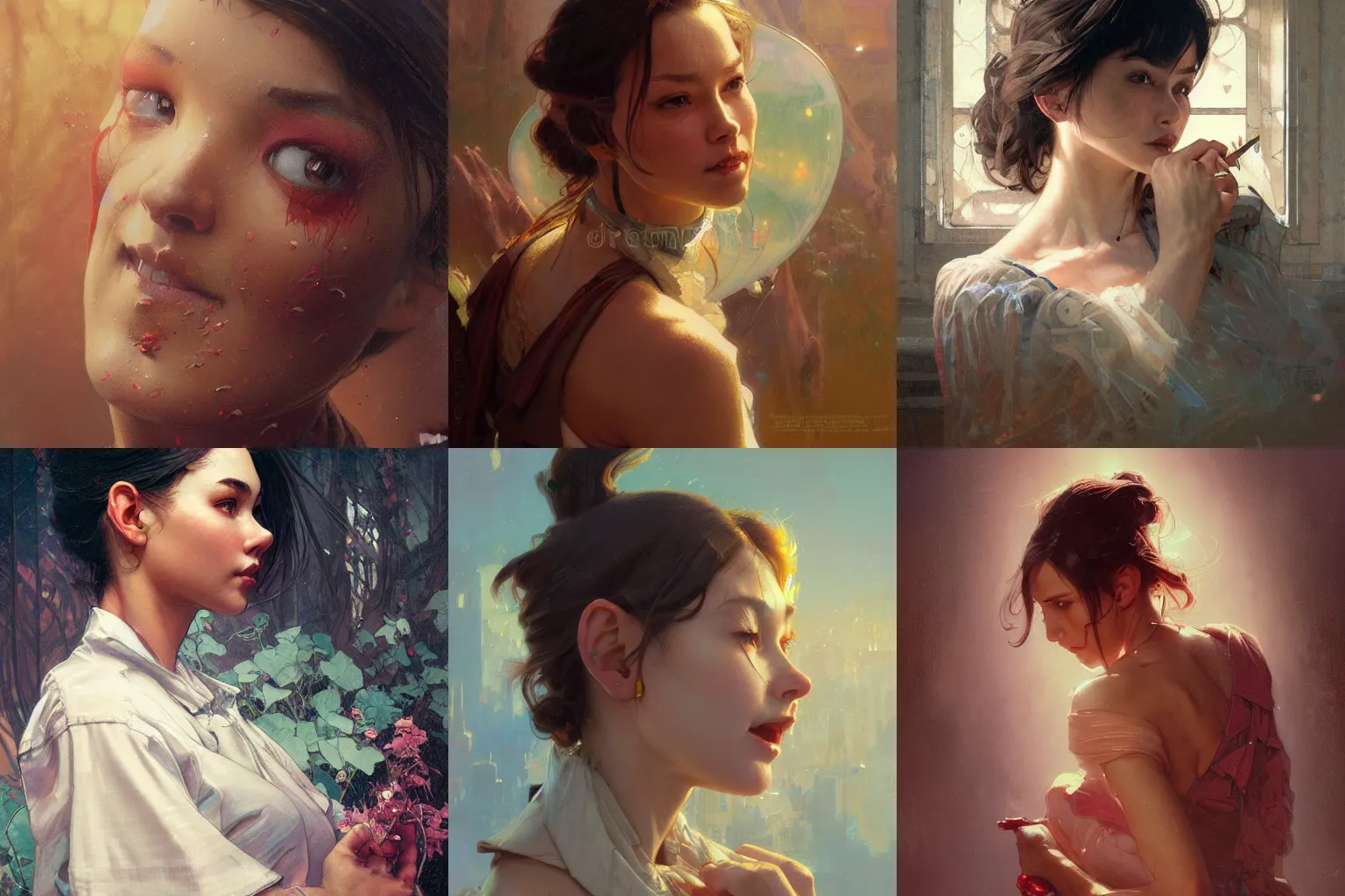 Prompt: portrait of melting emotions by Stanley Artgerm Lau , greg rutkowski, thomas kindkade, alphonse mucha, loish, norman rockwell. Trending on artstation rule of thirds detailed illustration hd 4k