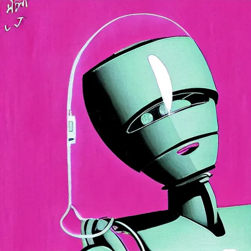 Image similar to robot with flying saucer head by hirohiko araki