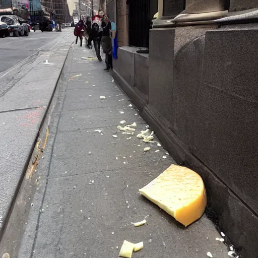 Image similar to disgusting cheese found on a new york side walk