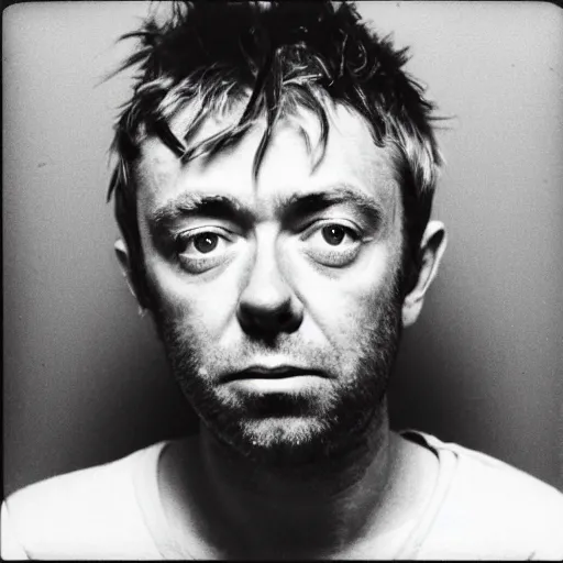 Prompt: Mugshot Portrait of Damon Albarn, taken in the 1970s, photo taken on a 1970s polaroid camera, grainy, real life, hyperrealistic, ultra realistic, realistic, highly detailed, epic, HD quality, 8k resolution, body and headshot, film still, front facing, front view, headshot and bodyshot, detailed face, very detailed face