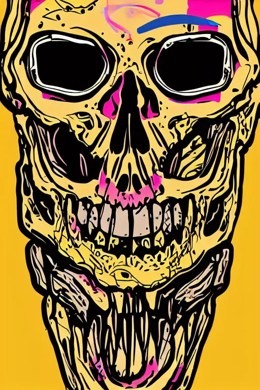 Image similar to A portrait of a skeleton in a suit, sticker, colorful, illustration, highly detailed, smooth and clean vector curves, no jagged lines, vector art, smooth