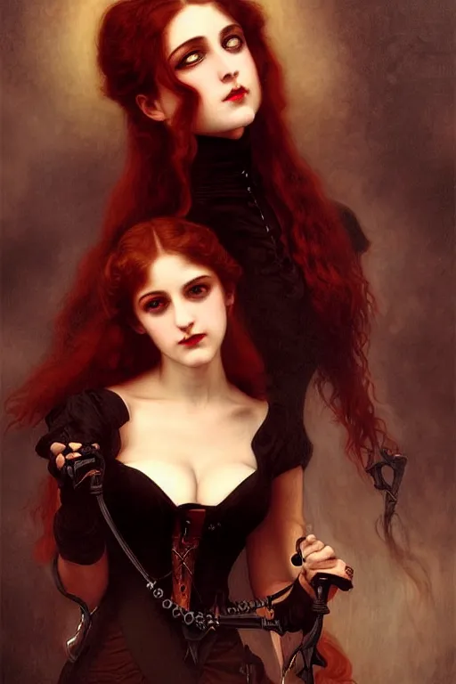 Image similar to steampunk victorian vampire painting by rossetti bouguereau, detailed art, artstation