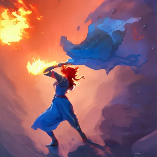 Prompt: the female blue mage casting a fire ball, fantasy art heartstone video game icon, 2 d game art gta cover, official fanart behance hd artstation by jesper ejsing, by rhads, makoto shinkai and lois van baarle, ilya kuvshinov, rossdraws