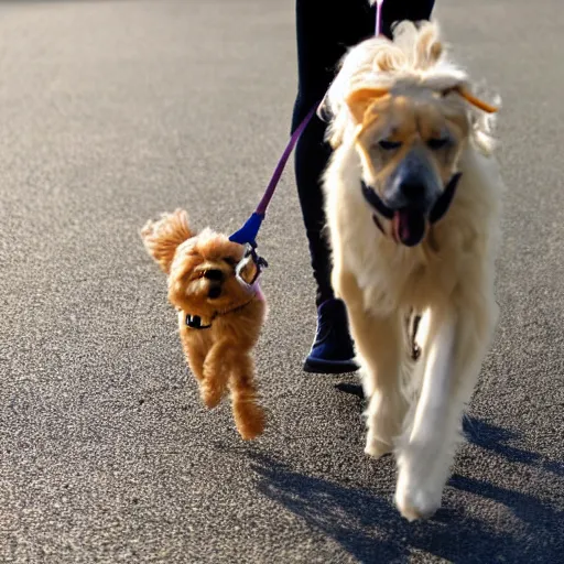Image similar to a dog walking a human, 8k ultra hd, hyper detailed