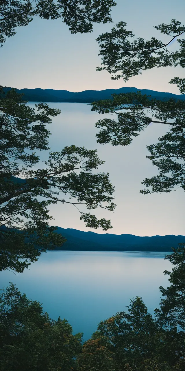 Prompt: photo of lake keowee, scenic, beautiful, cinematic, cinestill 8 0 0 t film