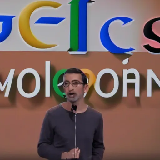 Prompt: google ceo announcing their new console at 2 0 1 9 e 3