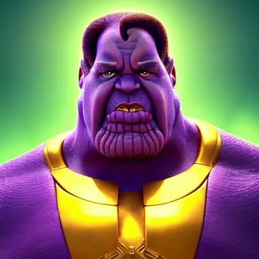 Image similar to a portrait of abdelfattah alsisi as thanos, the pixar adaptation, with same hairstyle, angry facial expressions, hyper detailed, digital art, trending in artstation, cinematic lighting, studio quality, smooth render, unreal engine 5 rendered, octane rendered