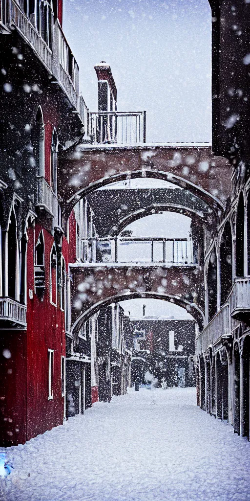 Prompt: venice beach in the snow, photograph,