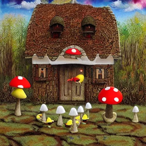 Prompt: 🍄🦆💃🏡🍄