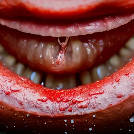 Image similar to soaking wet juicy uvula, 8 k, cinematic